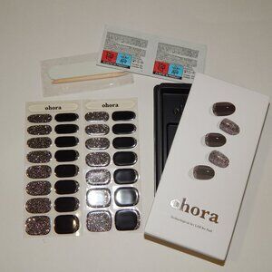 Ohora Party Night ND 041 G - Black w Silver Glitter Semi Cured Gel Nails BB 2029